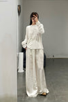 Mutedance 24 Spring/Summer Silk Elastic Waist Loose Pants MD-MD24SS10-HUIBAI hoary PM114